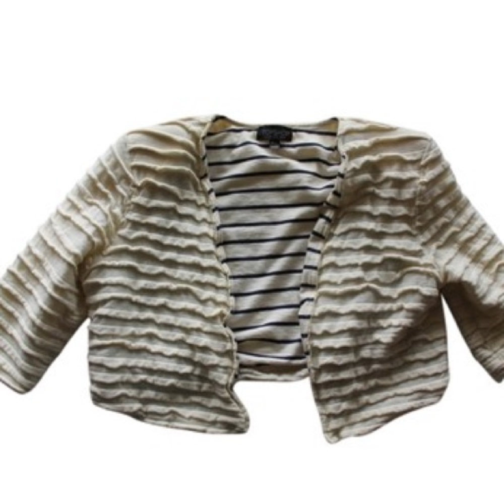 Topshop cream cropped knit blazer